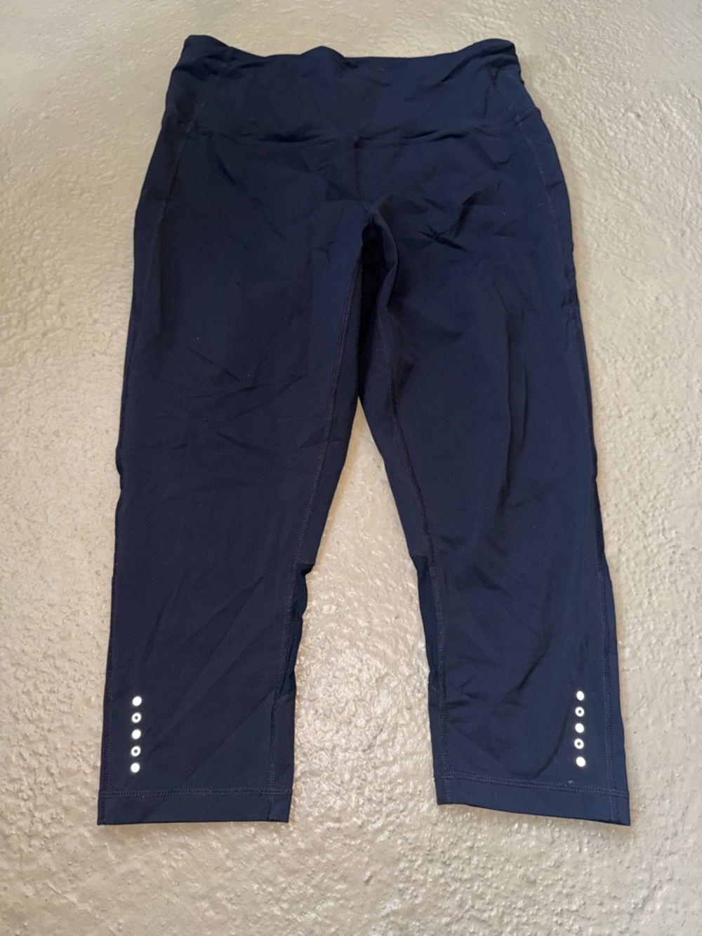 Women's Black Capri Leggings with Reflective Hem Detailing